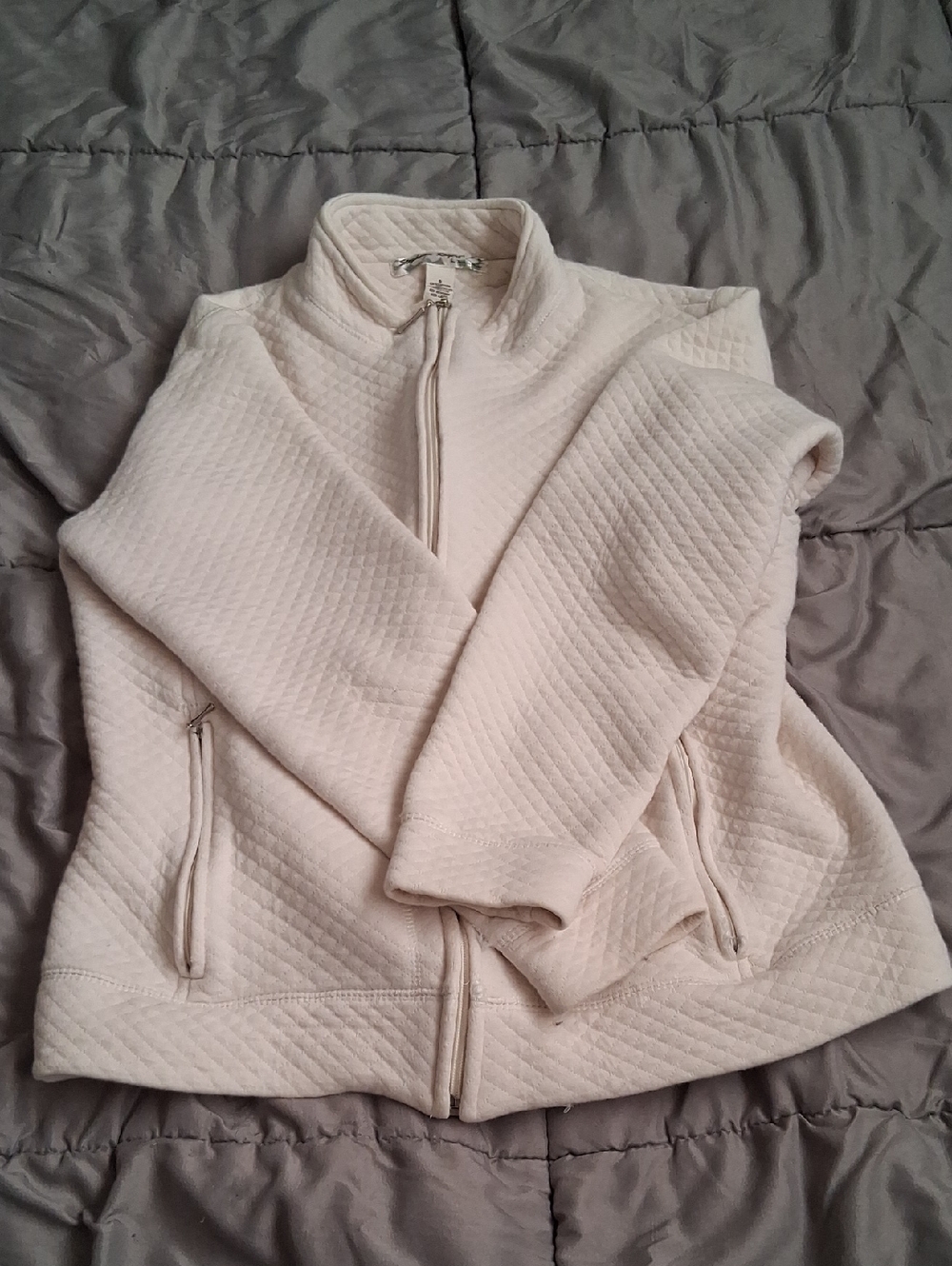 Stephanie Rogers Quilted Trench Coat Jacket in Cream